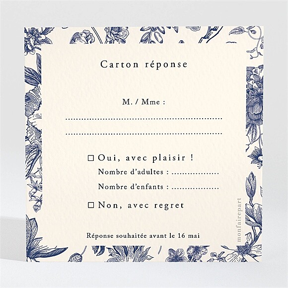 Carton réponse mariage Exotique réf.N3002175