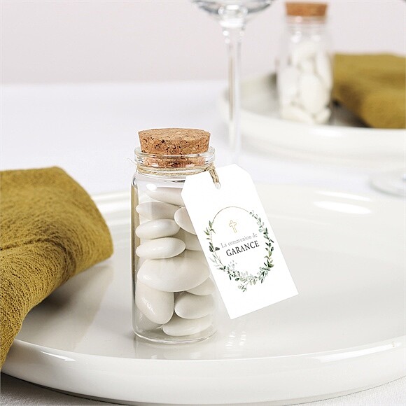 Boîte de dragées communion Gravée au coeur mignonette réf.N79130