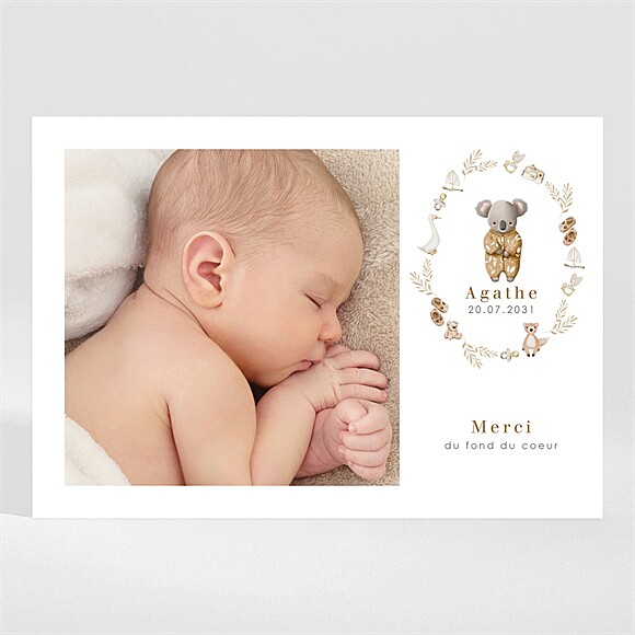 Remerciement naissance Bébé koala réf.N110337