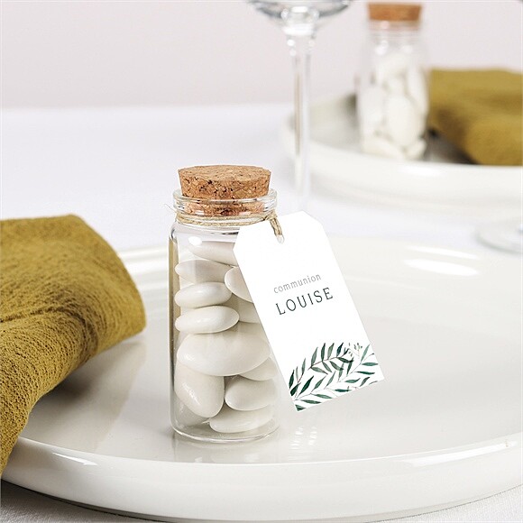 Boîte de dragées communion Touche Champêtre mignonette réf.N79162