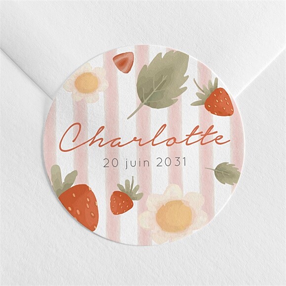 Sticker naissance Fraises acidulées réf.N3602443