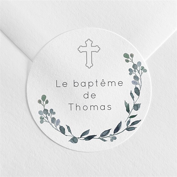Sticker baptême Adulte eucalyptus réf.N3602457