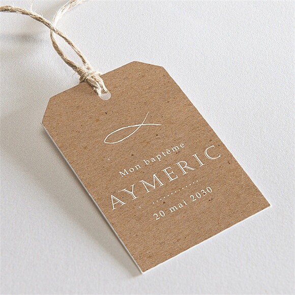 Etiquette baptême Ichthus kraft adulte réf.N2911135
