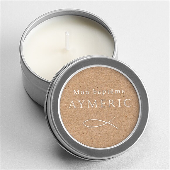 Bougie baptême Ichthus kraft adulte argent réf.N3602469