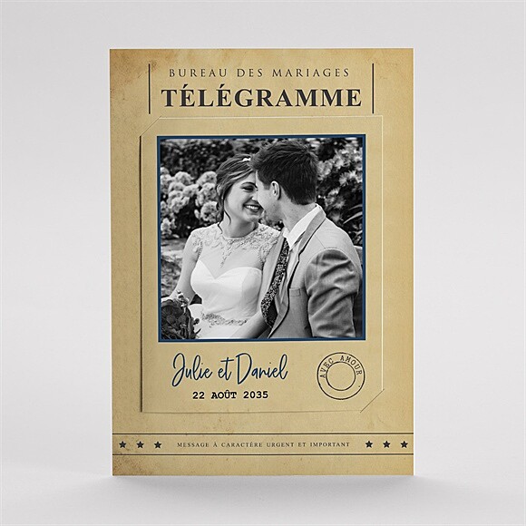 Remerciement mariage Notre Télégramme duo réf.N23197