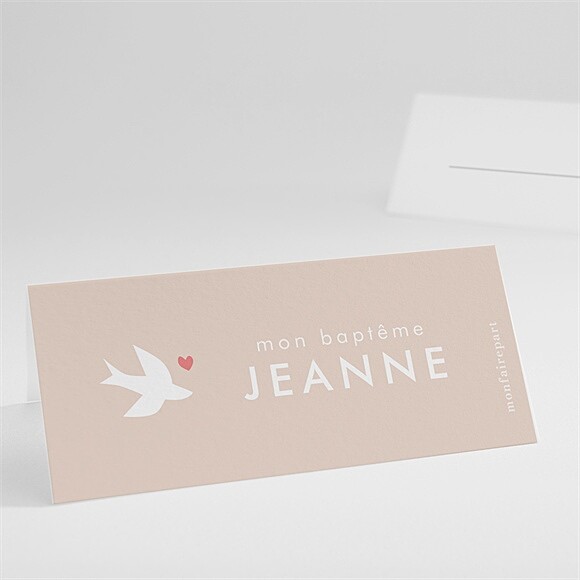 Marque-place baptême Colombe beige rosé réf.N4401029
