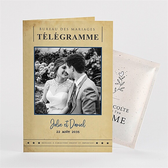 Remerciement mariage Notre Télégramme avec graines réf.N75112