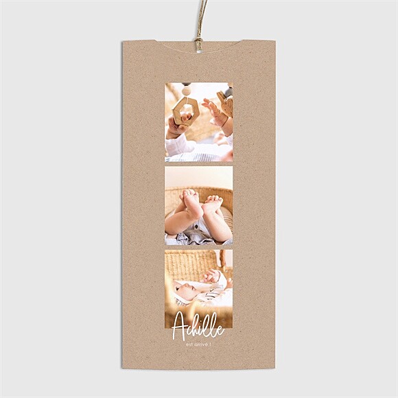 Faire-part naissance Kraft garçon pochette duo réf.N86108