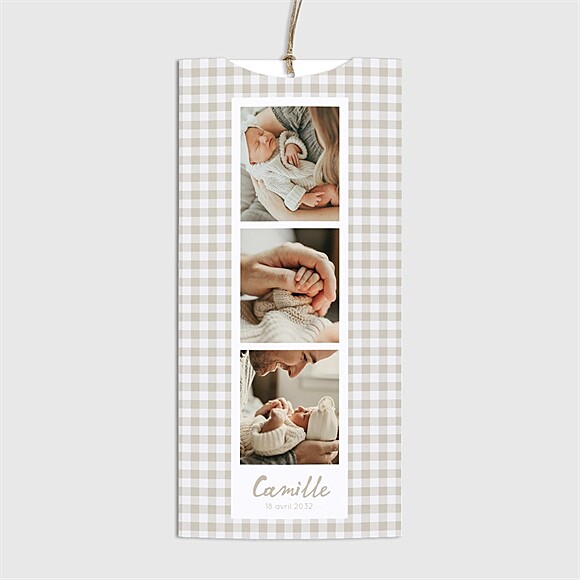 Faire-part naissance Vichy pochette duo réf.N86109