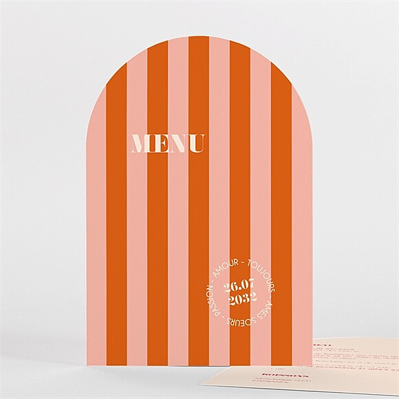 Menu mariage Orange et fuchsia réf.N271102