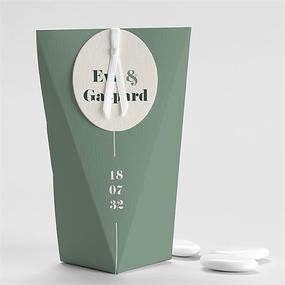 Boîte de dragées mariage Vert sauge étui réf.N520462