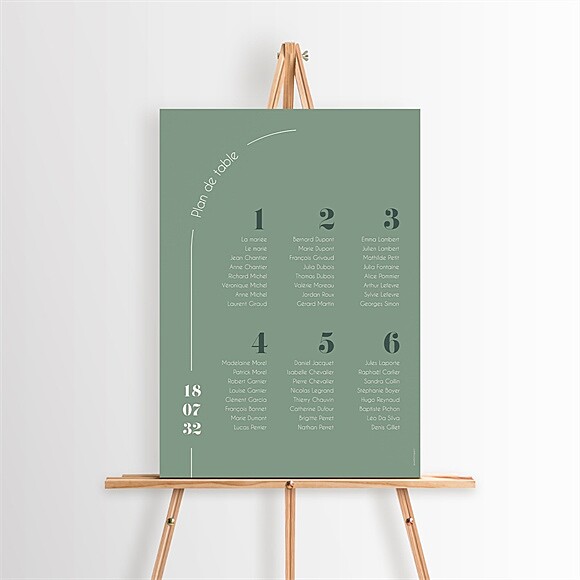 Plan de table mariage Vert sauge réf.N260577