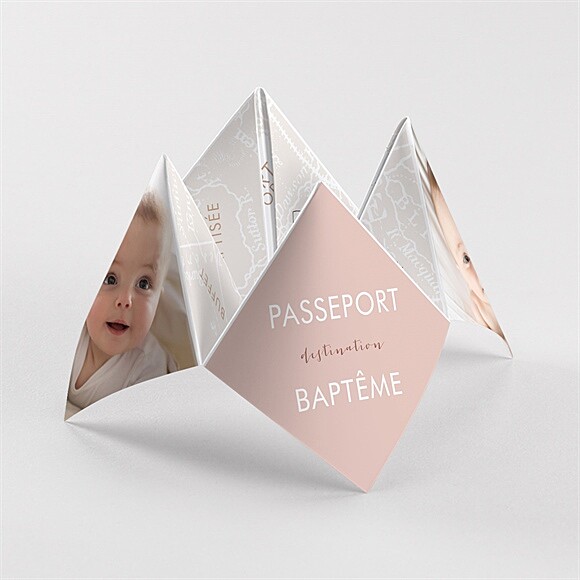 Faire-part de baptême Joli Passeport Bapteme cocotte réf.N330179
