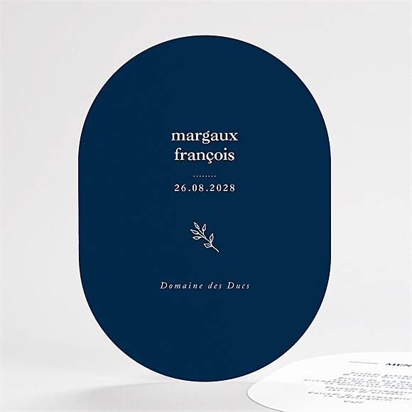 Menu mariage Bleu romantique ovale réf.N67103