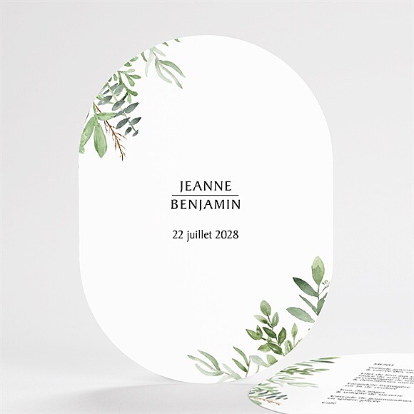 Menu mariage Nature chic ovale réf.N67104