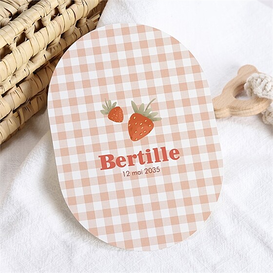 Faire-part naissance vichy et fraises