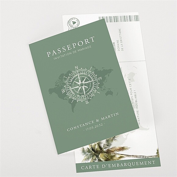 Faire-part mariage Passeport tropical réf.N57102