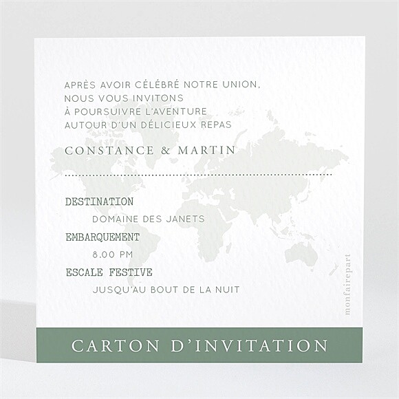 Carton d'invitation mariage Passeport tropical réf.N3002235
