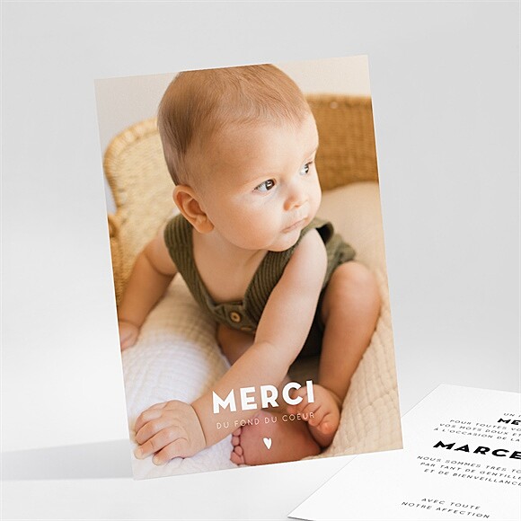 Remerciement naissance Photo petit coeur réf.N251172