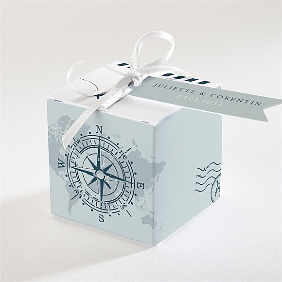 Boîte de dragées mariage Passeport marin réf.N340818