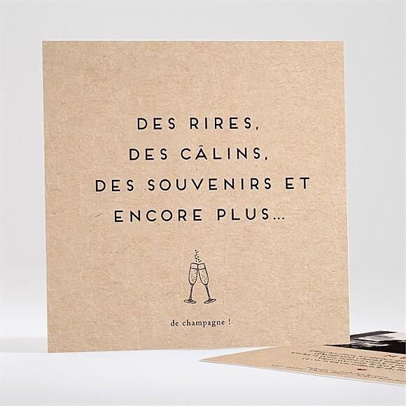 Remerciement mariage Champagne carré réf.N351643