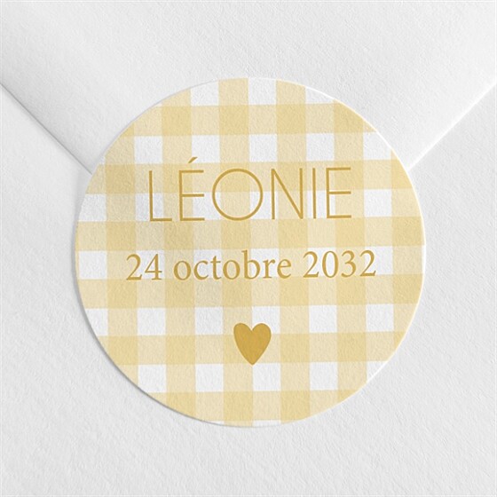 Sticker naissance jaune vichy