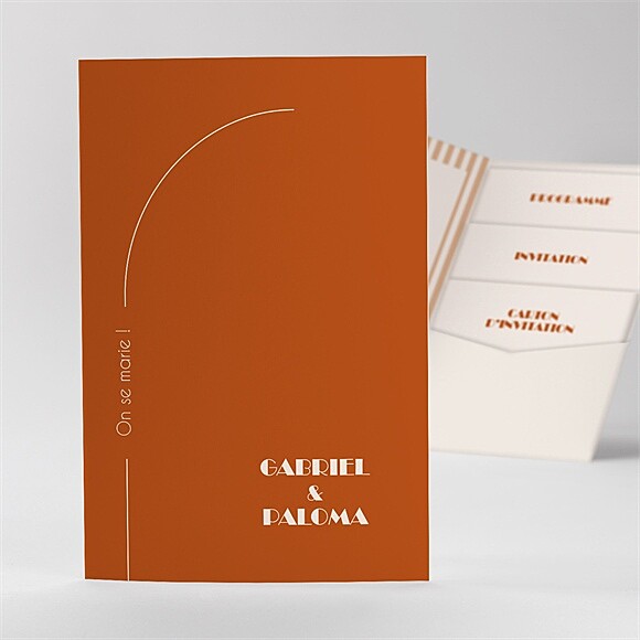 Faire-part mariage Terracotta estival pocketfold réf.N841111