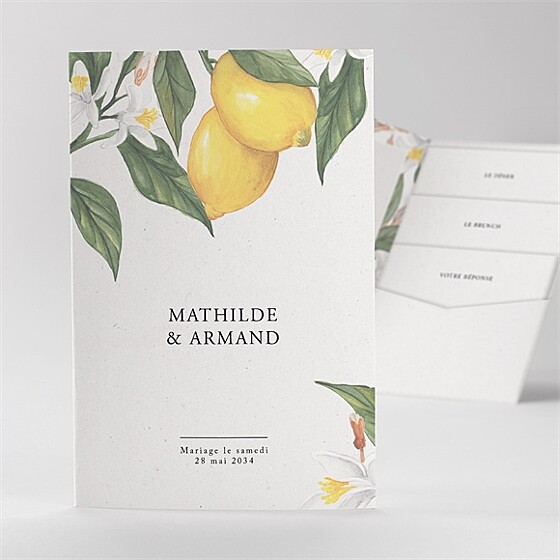 Faire-part mariage citron pocketfold