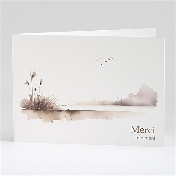 Remerciement décès Roseaux aquarelle réf.N42186
